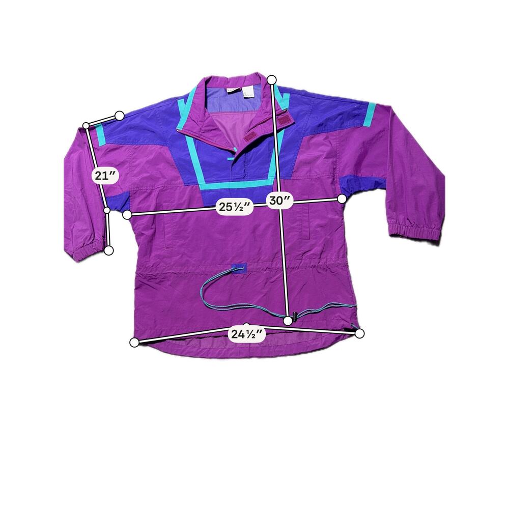 VTG L.L.Bean Anorak Windbreaker Jacket Womens L Purple Blue Quarter-Zip Retro - Picture 12 of 13